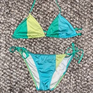 Color Block String Bikini